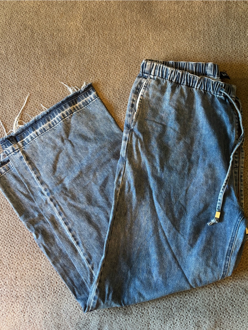 white birch Blue Wide Leg Jeans